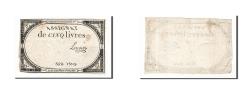 World Coins - Banknote, France, 5 Livres, 1793, Lenoir, 1793-10-31, VF(30-35), KM:A76