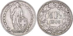 World Coins - Coin, Switzerland, 1/2 Franc, 1945, Bern, , Silver, KM:23