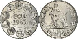 World Coins - France, Medal, Ecu Europa, Europe Assise, Politics, 1983,