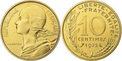 World Coins - France, 10 Centimes, Marianne, 1972, Paris, Aluminum-Bronze,