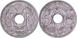 World Coins - France, 5 Centimes, Lindauer, 1937, Paris, Copper-nickel,