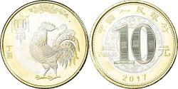 World Coins - Coin, China, 10 Yüan, 2017, Année du Coq, , Bi-Métallique: centre