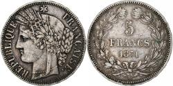 World Coins - France, 5 Francs, Cérès, 1871, Bordeaux, sans légende, Silver,