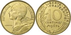 World Coins - France, 10 Centimes, Marianne, 1967, Paris, Aluminum-Bronze,