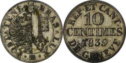 World Coins - SWISS CANTONS, GENEVA, 10 Centimes, 1839, Billon, , KM:128