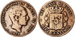 World Coins - Spain, Alfonso XII, 10 Centimos, 1878, Madrid, Bronze, , KM:675
