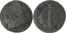World Coins - France, Louis XVI, 2 sols François, 1792 / AN 4, Arras, Copper,