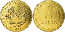 World Coins - Coin, Tajikistan, 10 Dirams, 2019, St. Petersburg, , Brass plated steel