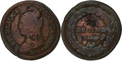 World Coins - France, 1 Décime, Dupré, AN 8, Metz, Bronze, , Gadoury:187a