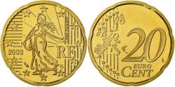 World Coins - France, 20 Euro Cent, Proof, 2003, Monnaie de Paris, Nordic gold,