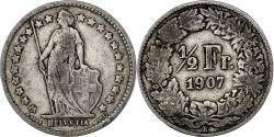 World Coins - Switzerland, 1/2 Franc, 1907, Bern, Silver, , KM:23