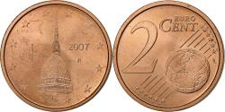 World Coins - Italy, 2 Euro Cent, 2007, Rome, Copper Plated Steel,