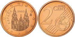 World Coins - Spain, Juan Carlos I, 2 Euro Cent, BU, 2003, Madrid, Copper Plated Steel