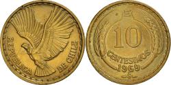 World Coins - Coin, Chile, 10 Centesimos, 1969, Santiago, , Aluminum-Bronze, KM:191