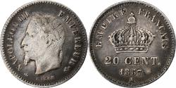 World Coins - France, Napoleon III, 20 Centimes, 1867, Paris, Silver, , Gadoury:309