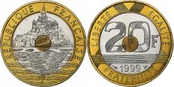 World Coins - France, 20 Francs, Mont Saint Michel, 1999, Paris, BU, Tri-Metallic,
