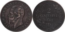 World Coins - Italy, Vittorio Emanuele II, 2 Centesimi, 1862, Naples, Copper,