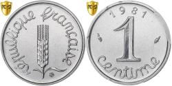 World Coins - France, 1 Centime, Épi, 1981, Paris, série FDC, Stainless Steel, PCGS,