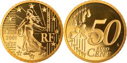 World Coins - Coin, France, 50 Euro Cent, 2001, Paris, Proof, , Brass, KM:1287