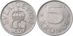 World Coins - Sweden, Carl XVI Gustaf, 5 Kronor, 1982, Copper-nickel, , KM:853
