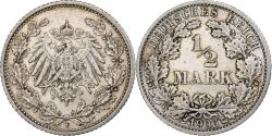 World Coins - GERMANY - EMPIRE, 1/2 Mark, 1906, Stuttgart, Silver, , KM:17
