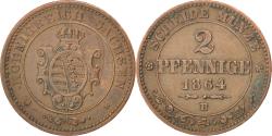 World Coins - Coin, German States, SAXONY-ALBERTINE, Johann, 2 Pfennig, 1864, Dresde