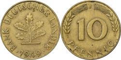 World Coins - Federal Republic of Germany, 10 Pfennig, 1949, Hambourg, Brass Clad Steel