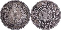 World Coins - Japan, Mutsuhito, 50 Sen, Meiji Era, Yr. 39 (1906), Silver,