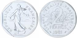 World Coins - France, 2 Francs, Semeuse, 1981, MDP, Piéfort, Silver,
