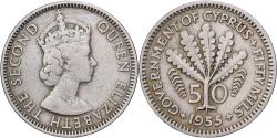 World Coins - Cyprus, 50 Mils, 1955, Copper-nickel, , KM:36
