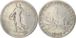 World Coins - Coin, France, Semeuse, Franc, 1909, Paris, , Silver, KM:844.1