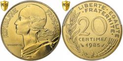 World Coins - France, 20 Centimes, Marianne, 1985, Paris, Aluminum-Bronze, PCGS,