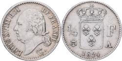 World Coins - France, Louis XVIII, 1/4 Franc, 1824, Paris, Silver, , Gadoury:352