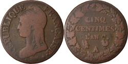 World Coins - Coin, France, Dupré, 5 Centimes, AN 7, Paris (A/B), rooster / vase,