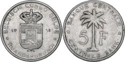 World Coins - Belgian Congo, Baudouin I, 5 Francs, 1958, Brussels, Aluminum,