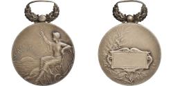 World Coins - France, Medal, Art Nouveau, Femme Assise, Coucher de Soleil, Silvered bronze