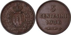 World Coins - Coin, San Marino, 5 Centesimi, 1936, Rome, , Bronze, KM:12