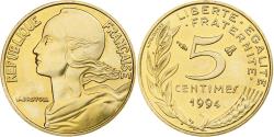 World Coins - France, 5 Centimes, Marianne, 1994, Pessac, BU, Aluminum-Bronze,