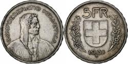 World Coins - Switzerland, 5 Francs, 1931, Bern, Silver, , KM:40