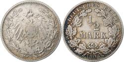 World Coins - Coin, GERMANY - EMPIRE, 1/2 Mark, 1906, Karlsruhe, , Silver, KM:17