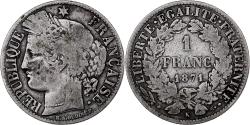 World Coins - France, Franc, Cérès, 1871, Bordeaux, Silver, , KM:822.2