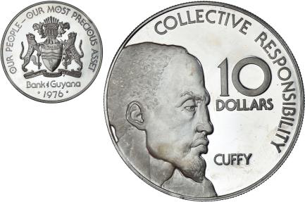 Coin, Guyana, 10 Dollars, 1976, Franklin Mint, BE, , Silver, KM:44a