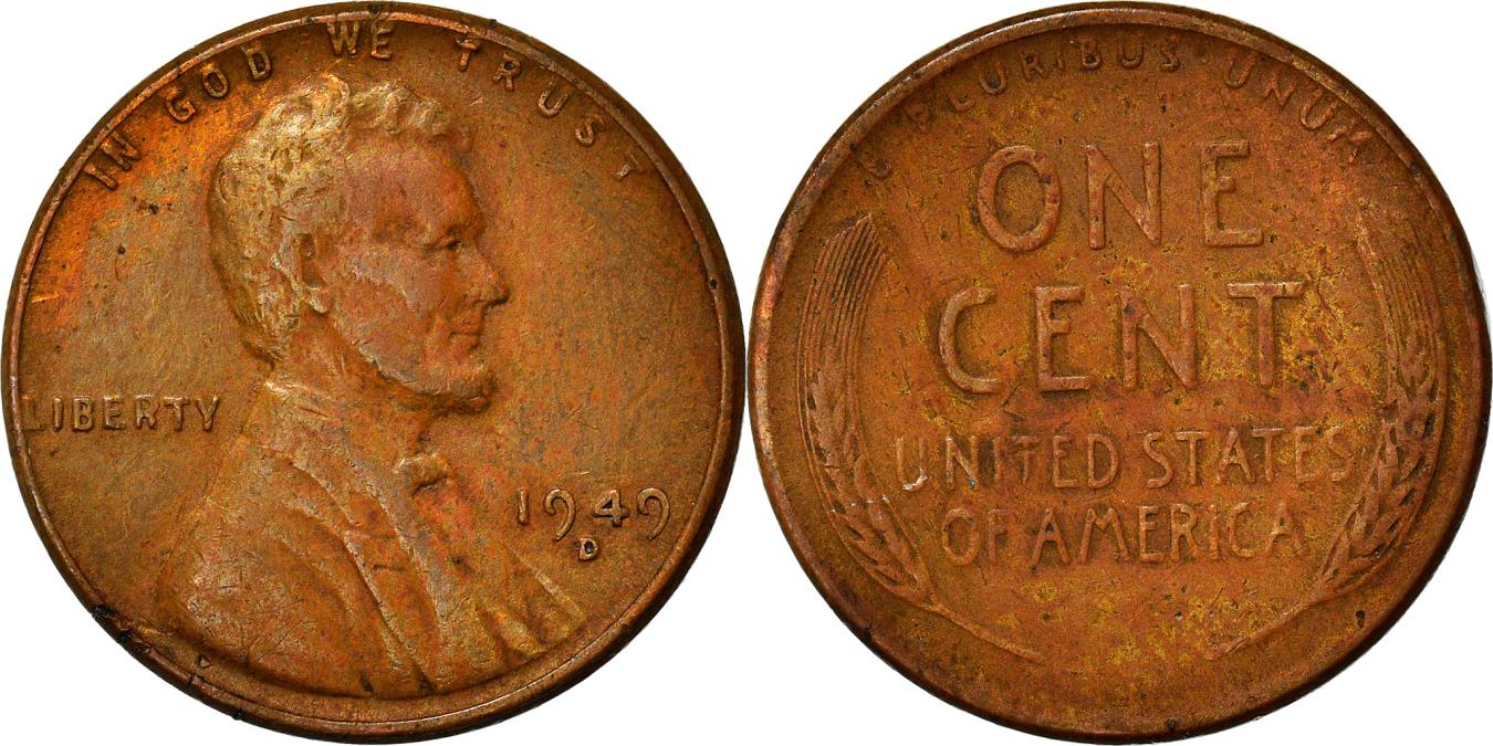 Coin, United States, Lincoln Cent, Cent, 1949, U.S. Mint, Denver,