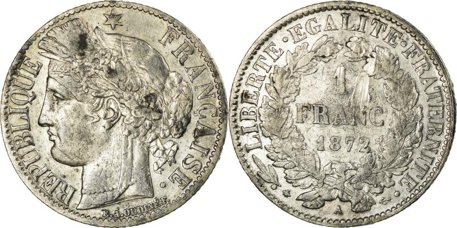 World Coins - Coin, France, Cérès, Franc, 1872, Paris, , Silver, KM:822.1