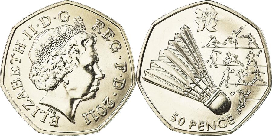 World Coins - Coin, Great Britain, Elizabeth II, Badminton, 50 Pence, 2011, British Royal