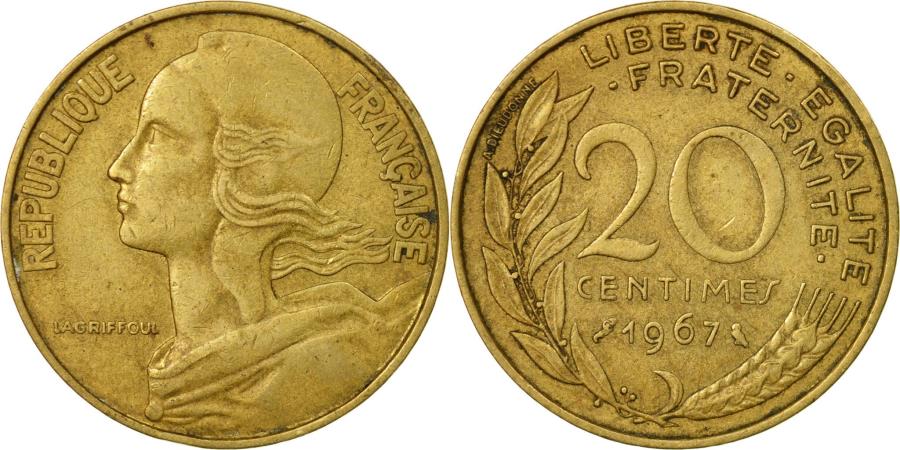 Coin, France, Marianne, 20 Centimes, 1967, Paris, , Aluminum-Bronze