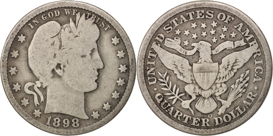 United States, Barber Quarter, Quarter, 1898, U.S. Mint, New Orleans