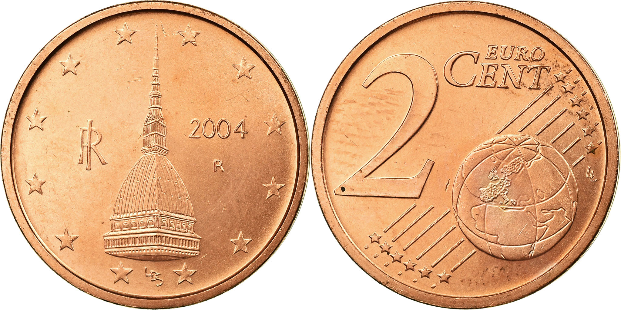 Italy, 2 Euro Cent, 2004, , Copper Plated Steel, KM:211 | European