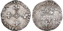 World Coins - France, 1/4 d'écu à la croix de face, Henri III, 1586, Rennes, Silver