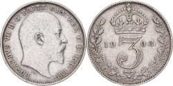World Coins - Great Britain, Edward VII, 3 Pence, 1908, London, Silver, , KM:797.2